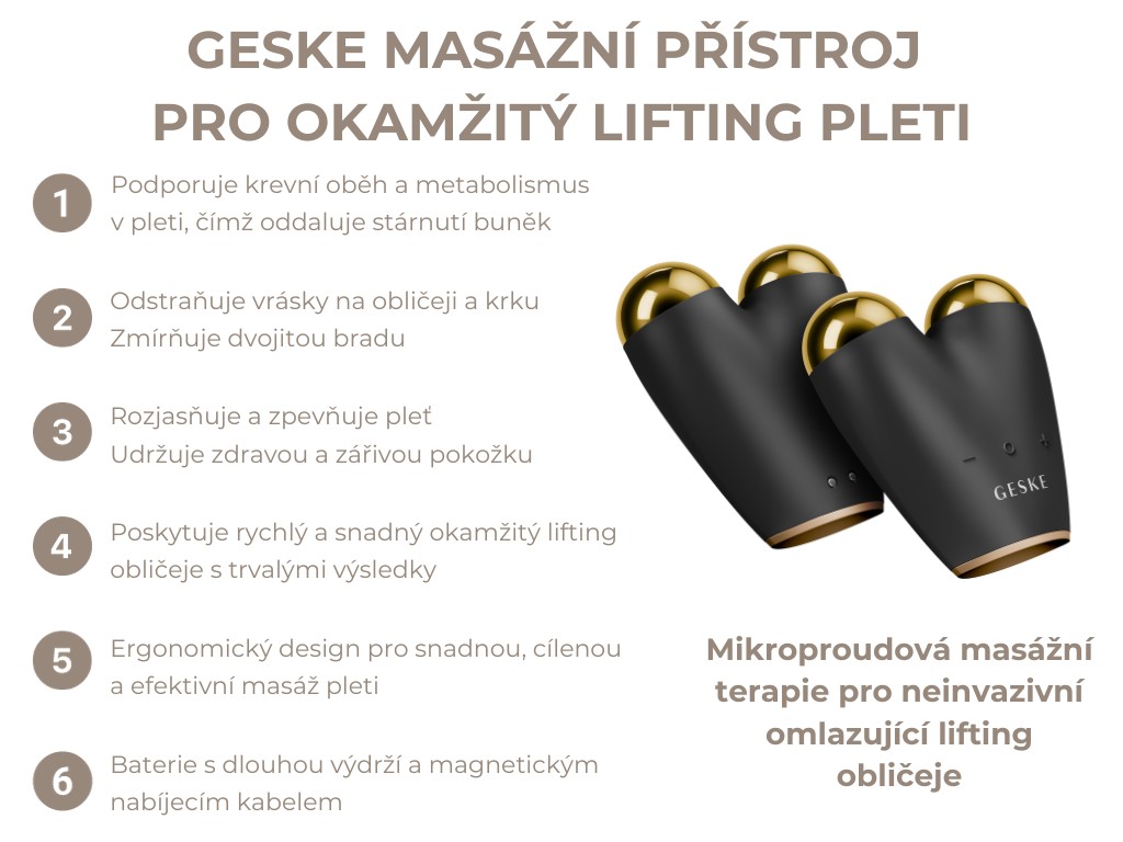 GESKE Masážní přístroj na obličej pro lifting pleti, grey (2)